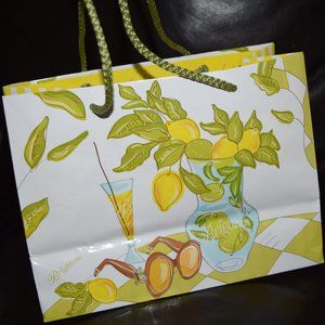 🍋Brighton Collectible Bloom Fresh Sunny Lemons Stripe Glossy Paper Gift Bag